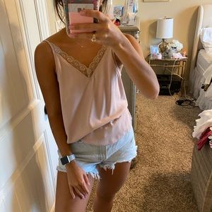 Pink lace v neck tank Nordstrom